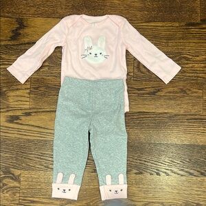 Adorable Pink and Gray Easter Bunny Kids Pajamas